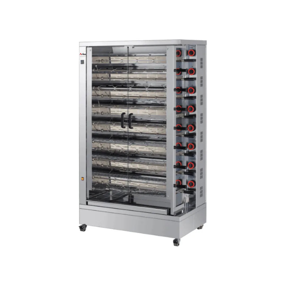 Rôtissoire à gaz 75/90 volailles sur roulettes - ARKA - Rôtissoire à gaz