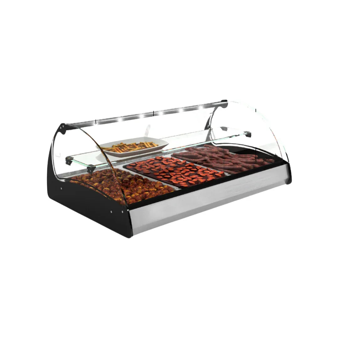 Vitrine chaude bain marie à poser 2 GN 1/1 + étagère neutre - 1020 - SAYL - Vitrine chaude, Vitrine bain-marie