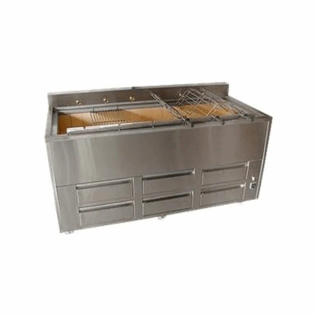 Churrasco à charbon - 9 grilles rotatives + 1 fixe - 2500x900x900mm - ARKA - Grill horizontal