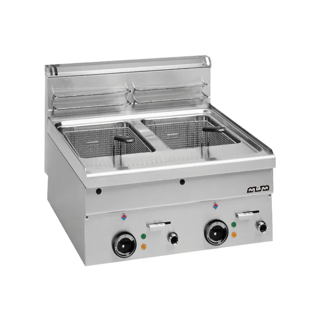 Friteuse électrique 2x10 litres à poser - 600x600x270mm - 18 kW Triphasé 400V - MBM - Friteuse électrique professionnelle