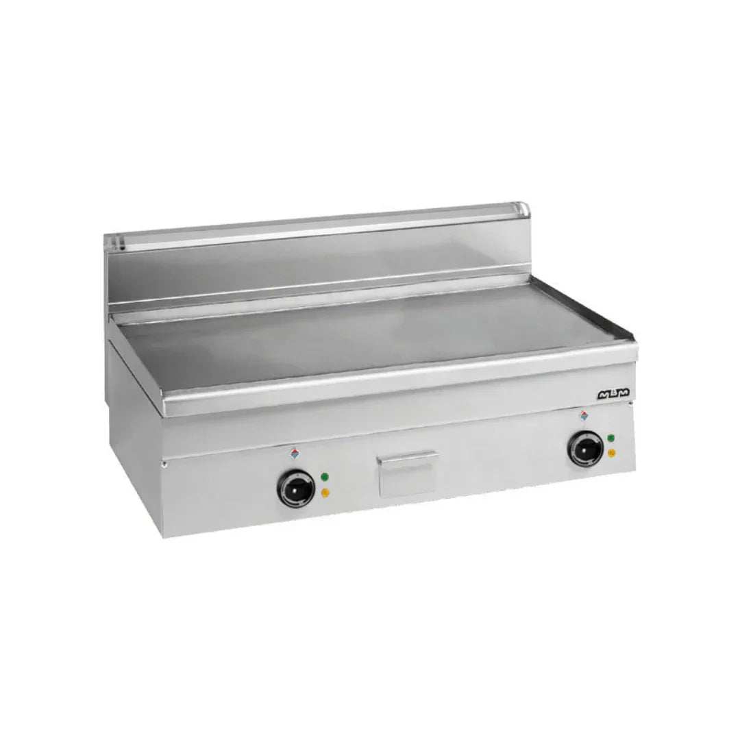 Plancha lisse chromée électrique à poser - 1000x600x270mm - 12,5 kW Triphasé 400V - MBM - Plancha électrique professionnelle