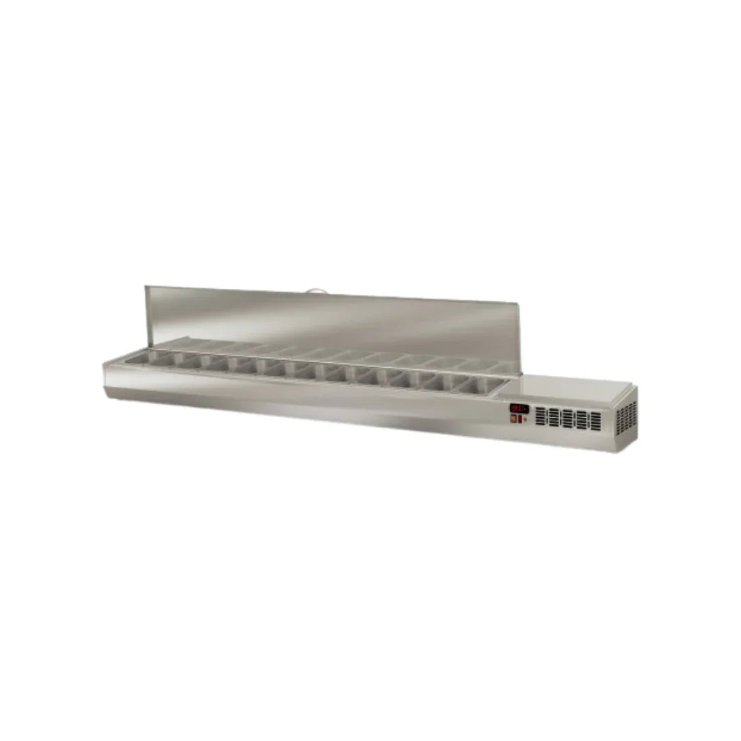 Présentoir à ingrédient couvercle inox 10 x GN 1/4 réfrigérée positive 0/+8°C CORECO EI225-T-1/4 vue 1 - Usine CHR