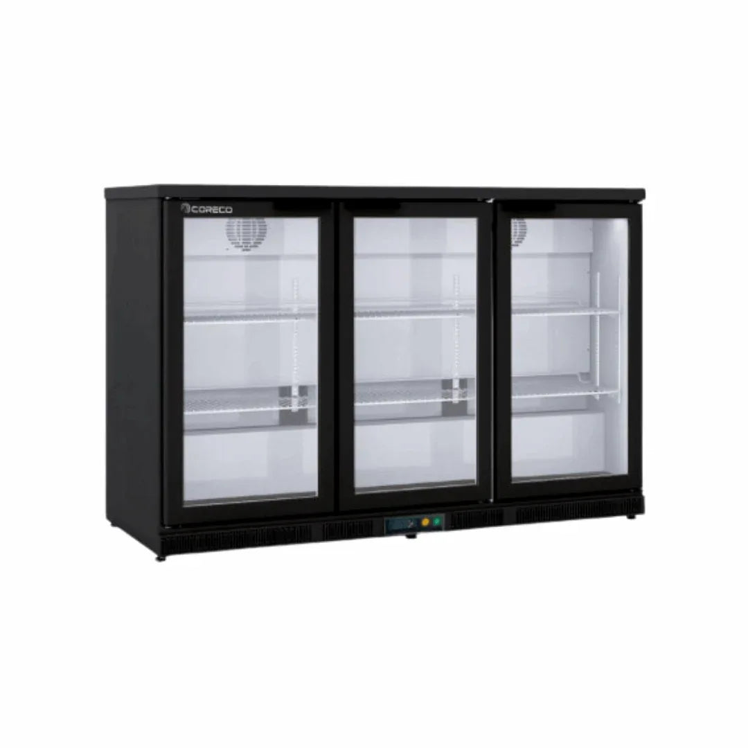 Arrière bar noir 3 portes vitrées battantes +2/+8°C CORECO ERH-350-L vue 1 - Usine CHR