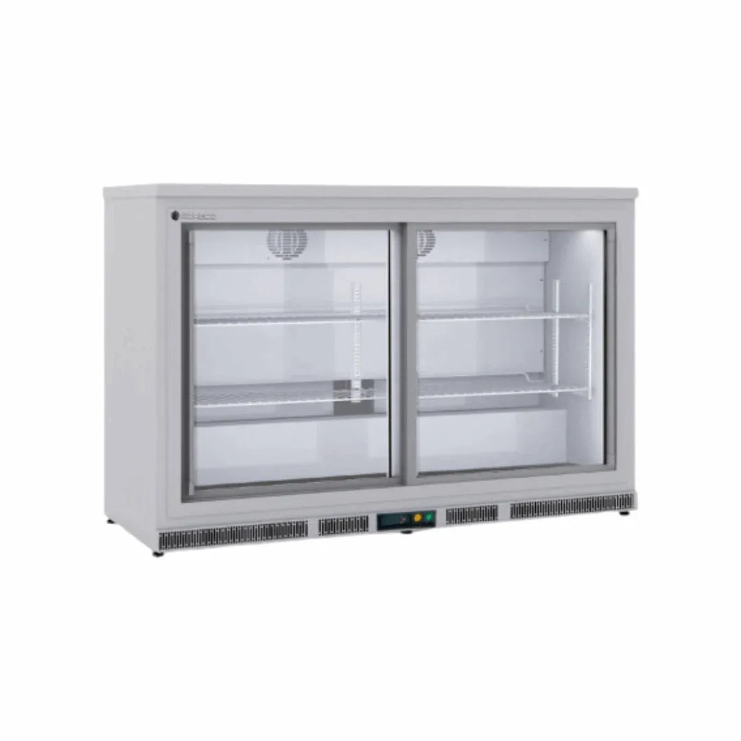Arrière bar en inox 3 portes vitrées coulissantes +2/+8°C - 1375x520x850mm - CORECO - Arrière-bar réfrigéré