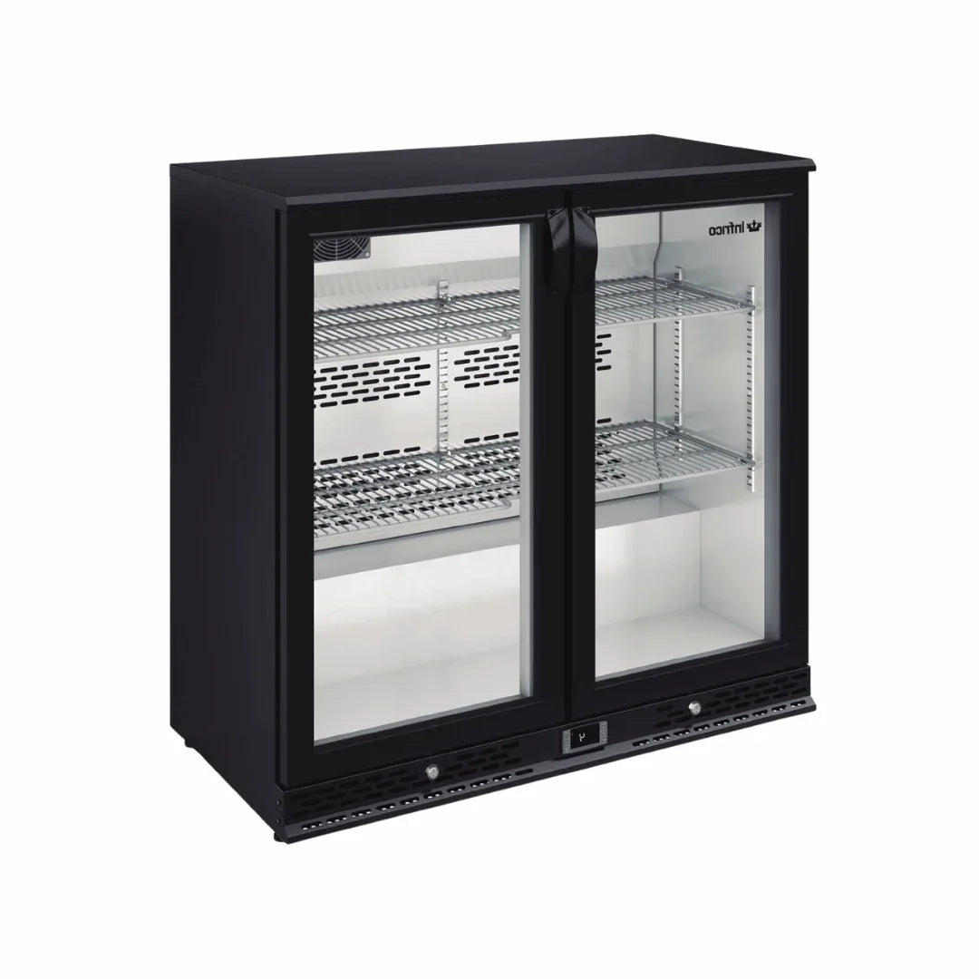 Arrière bar noir réfrigérée positive 2 portes vitrées 900x510x920mm - INFRICO - Arrière-bar réfrigéré