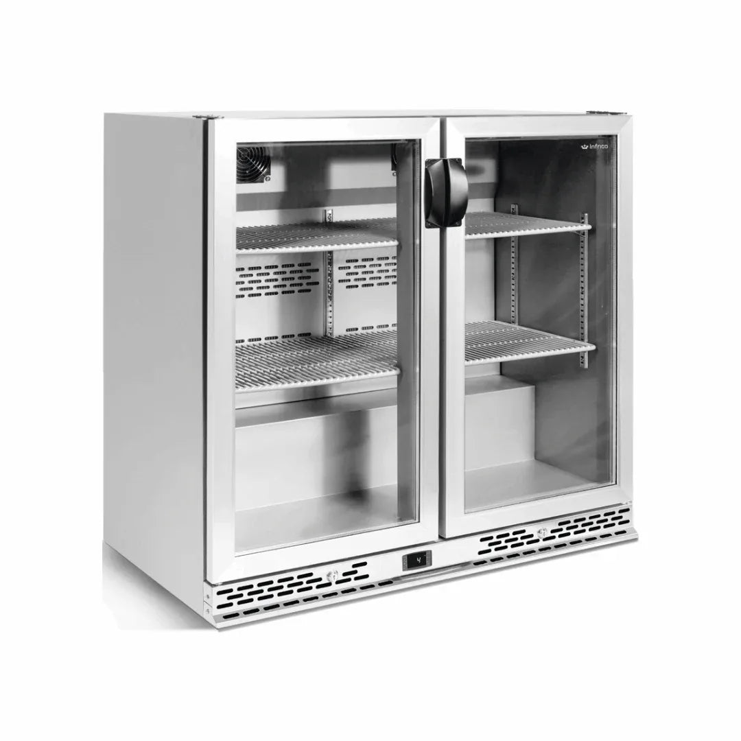 Arrière bar inox réfrigérée positive 2 portes vitrées 900x510x920mm - INFRICO - Arrière-bar réfrigéré