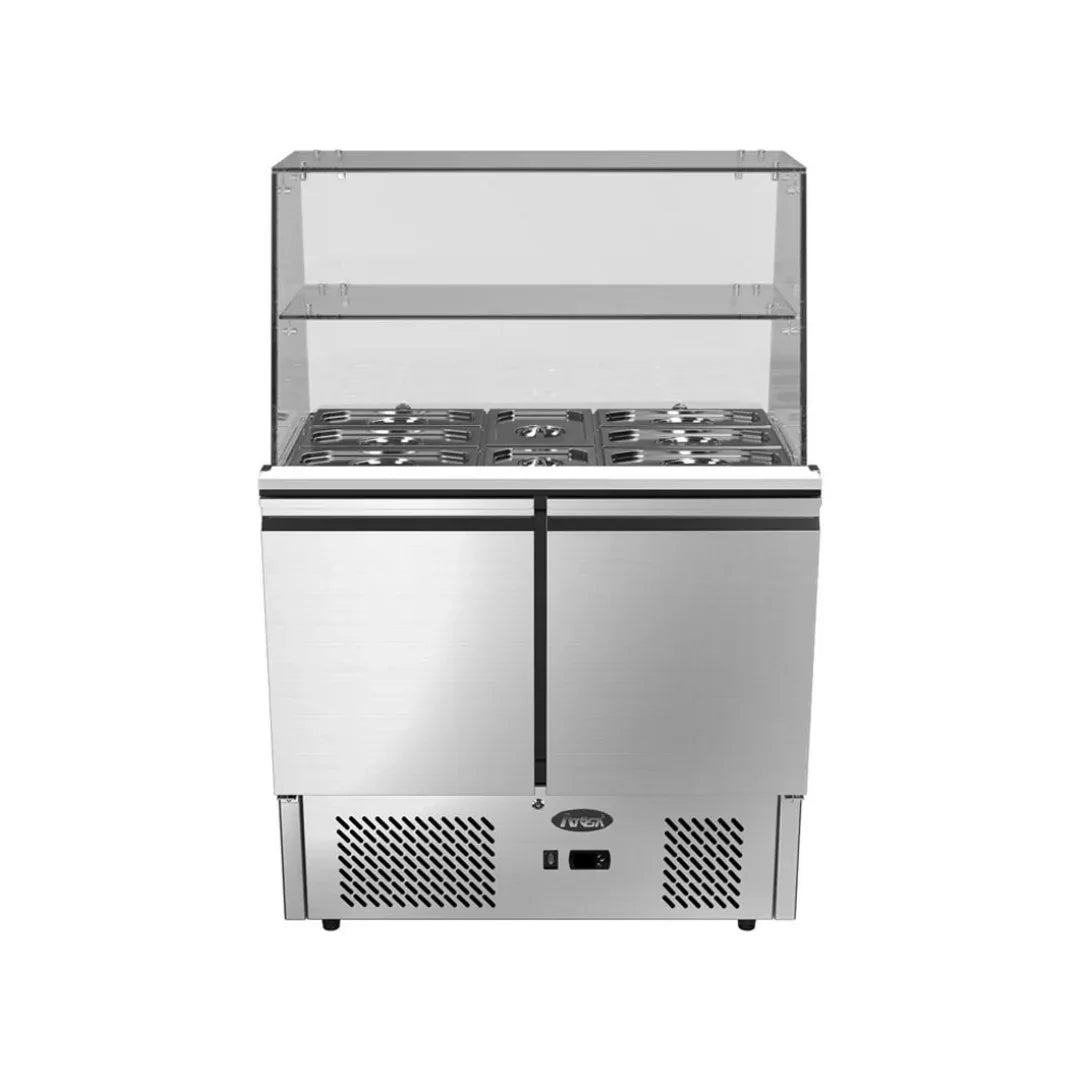 Vitrine Saladette réfrigérée positive 2 portes 300L - ATOSA - Meuble saladette