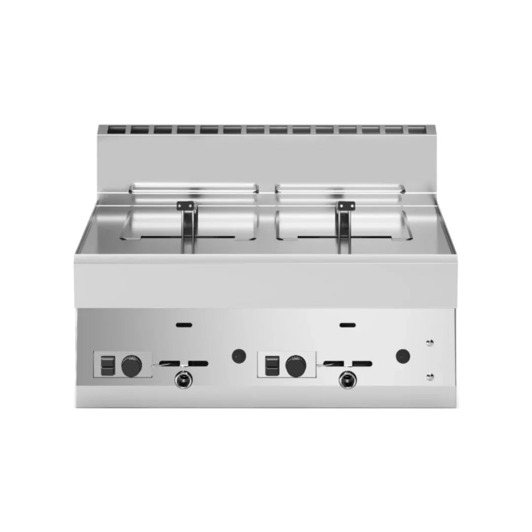 Friteuse à gaz 2 cuves de 8 litres à poser 700x650x300 13,6kW - MODULAR - Friteuse à gaz professionnelle