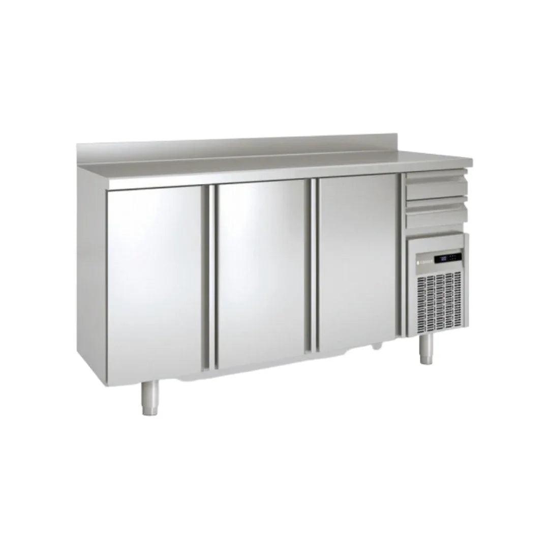 Arrière bar en inox 3 portes pleines battantes +2/+8°C gamme TOP - 2020x600x850mm - CORECO - Arrière-bar réfrigéré