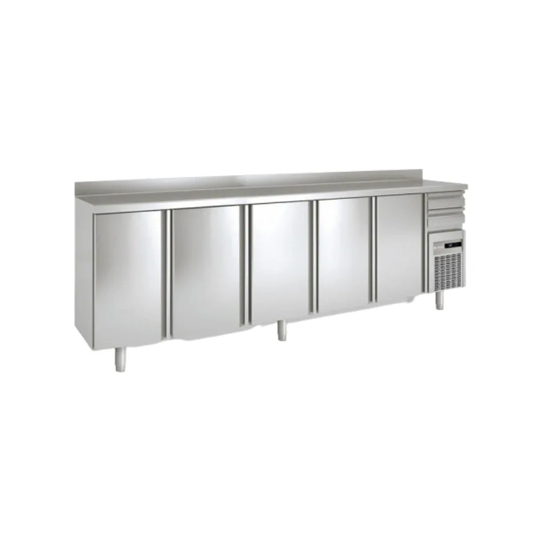 Arrière bar en inox 4 portes pleines battantes +2/+8°C gamme TOP - 3070x600x850mm - CORECO - Arrière-bar réfrigéré