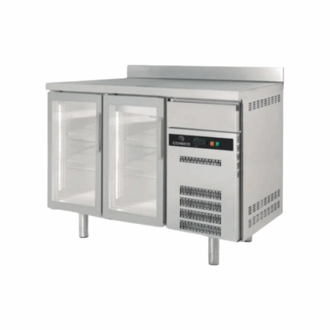 Arrière bar en inox 2 portes vitrées battantes +2/+8°C gamme Classic - 1495x600x850mm - CORECO - Arrière-bar réfrigéré
