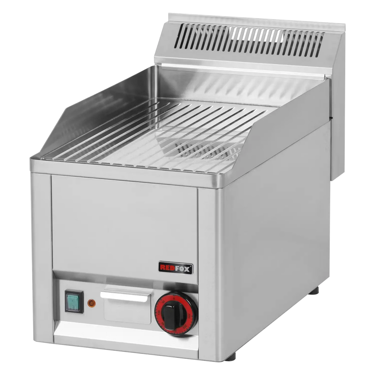 Plancha chromée nervurée électrique à poser - 330x600x290mm - 3 kW Mono 230V - REDFOX - Plancha électrique professionnelle