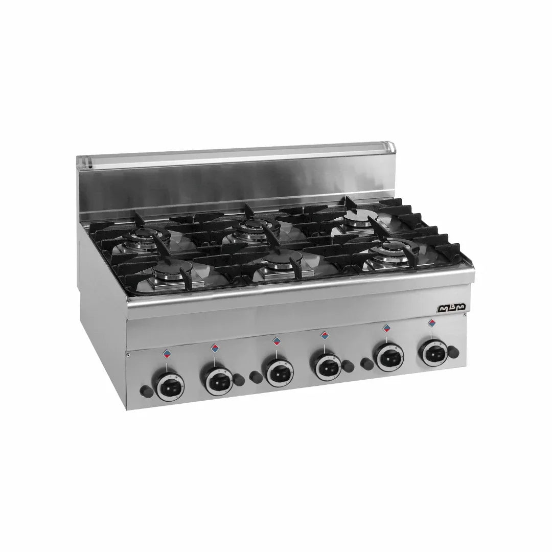 6 feux vifs à poser - 400x600x270mm - 17,55 kW Gaz - MBM - Fourneau à gaz professionnel