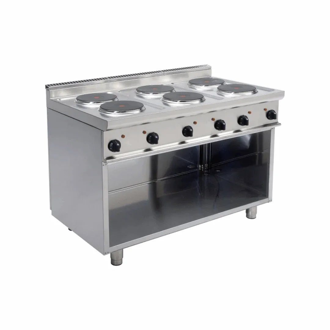 Cuisinière électrique 6 feux sur meuble ouvert 15.6kW 400V CASTA L7/CUET6BA vue 1 - Usine CHR