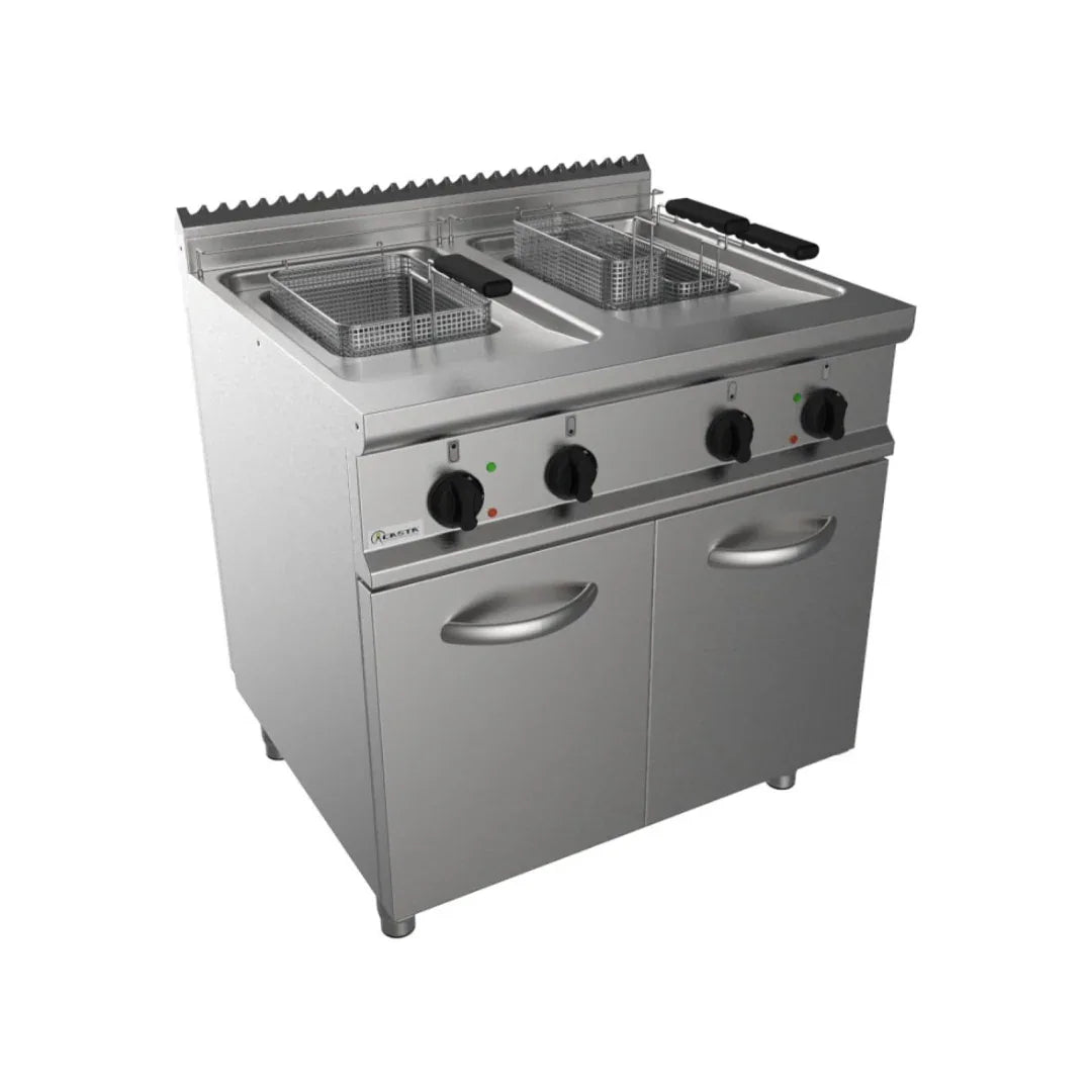 Friteuse électrique sur meuble avec porte 2x13L 24kW - CASTA - Friteuse électrique professionnelle