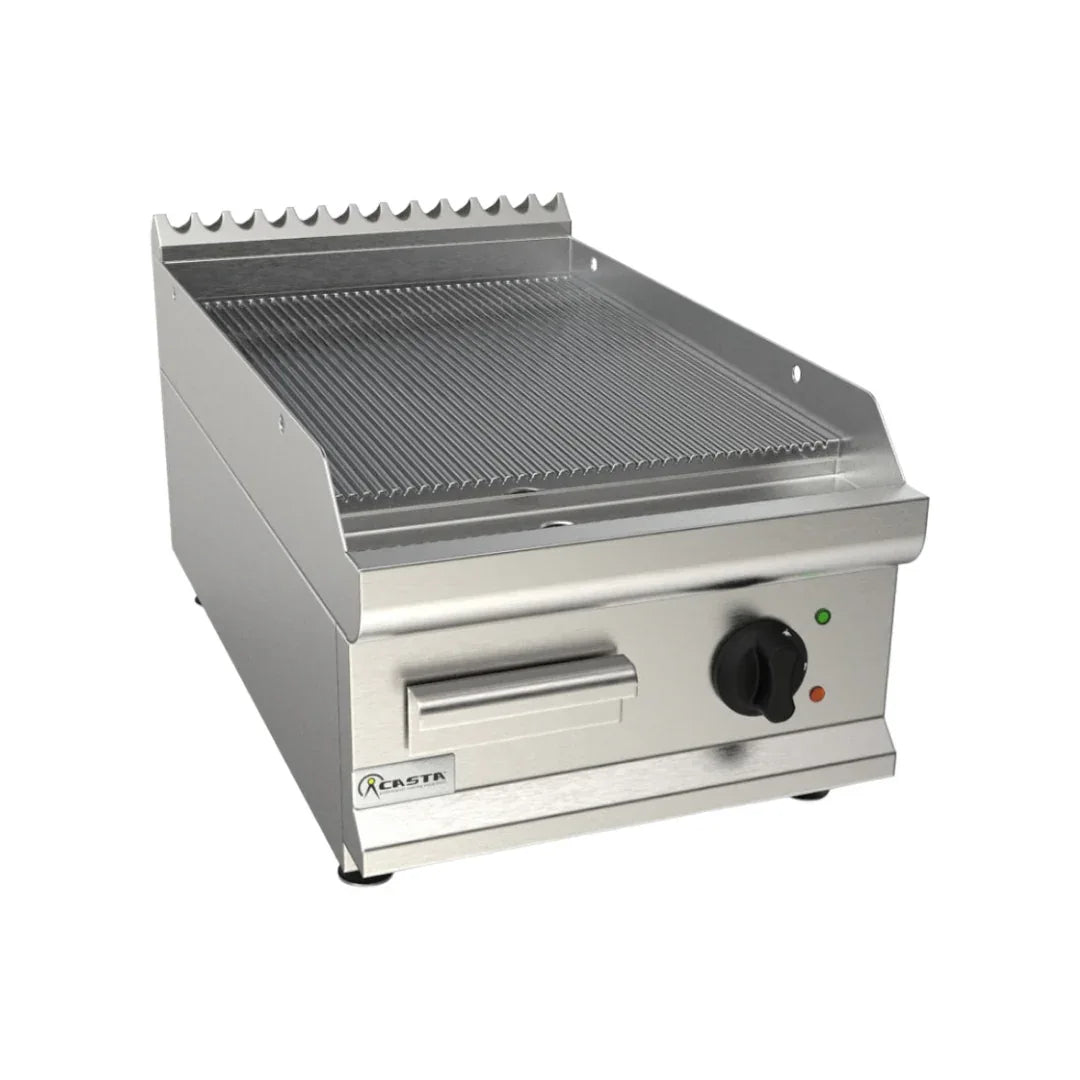 Plaque à snacker rainurée chromée électrique à poser - CASTA - Plancha électrique professionnelle