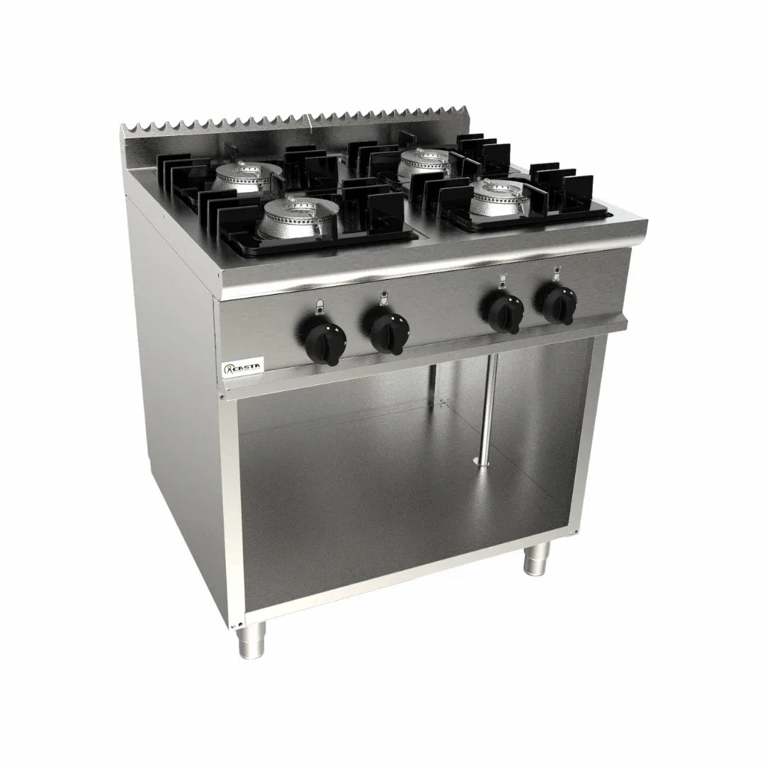 Cuisinière gaz sur meuble ouvert 4 feux 30kW - CASTA - Fourneau à gaz professionnel