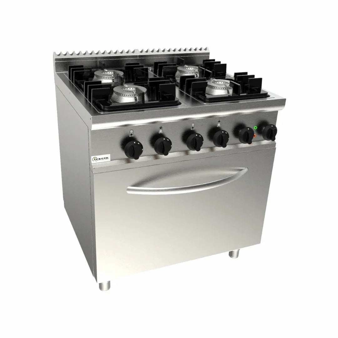 Cuisinière gaz sur four électrique 4 feux 35.48kW - CASTA - Fourneau sur four