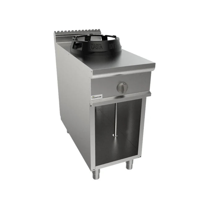 Cuisinière wok à gaz sur meuble ouvert