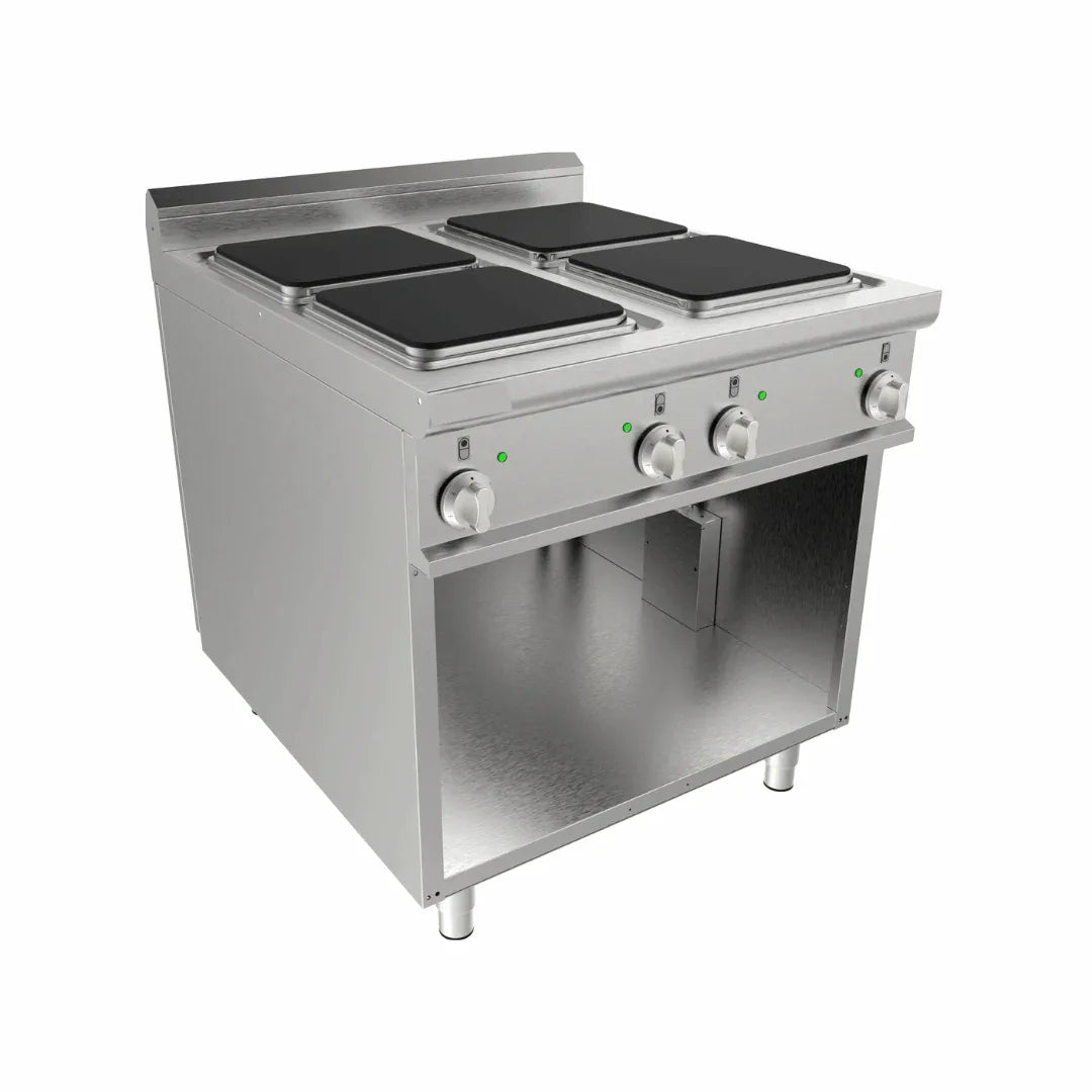 Cuisinière électrique 4 feux sur meuble ouvert 16kW - CASTA - Fourneau électrique professionnel