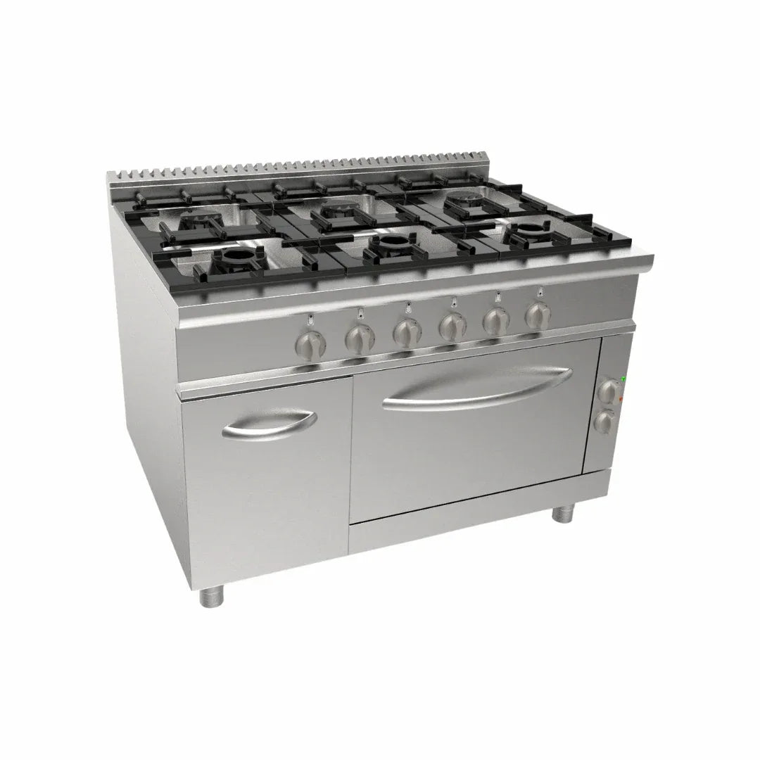 Cuisinière gaz sur four électrique 6 feux 44,4kW - CASTA - Fourneau sur four