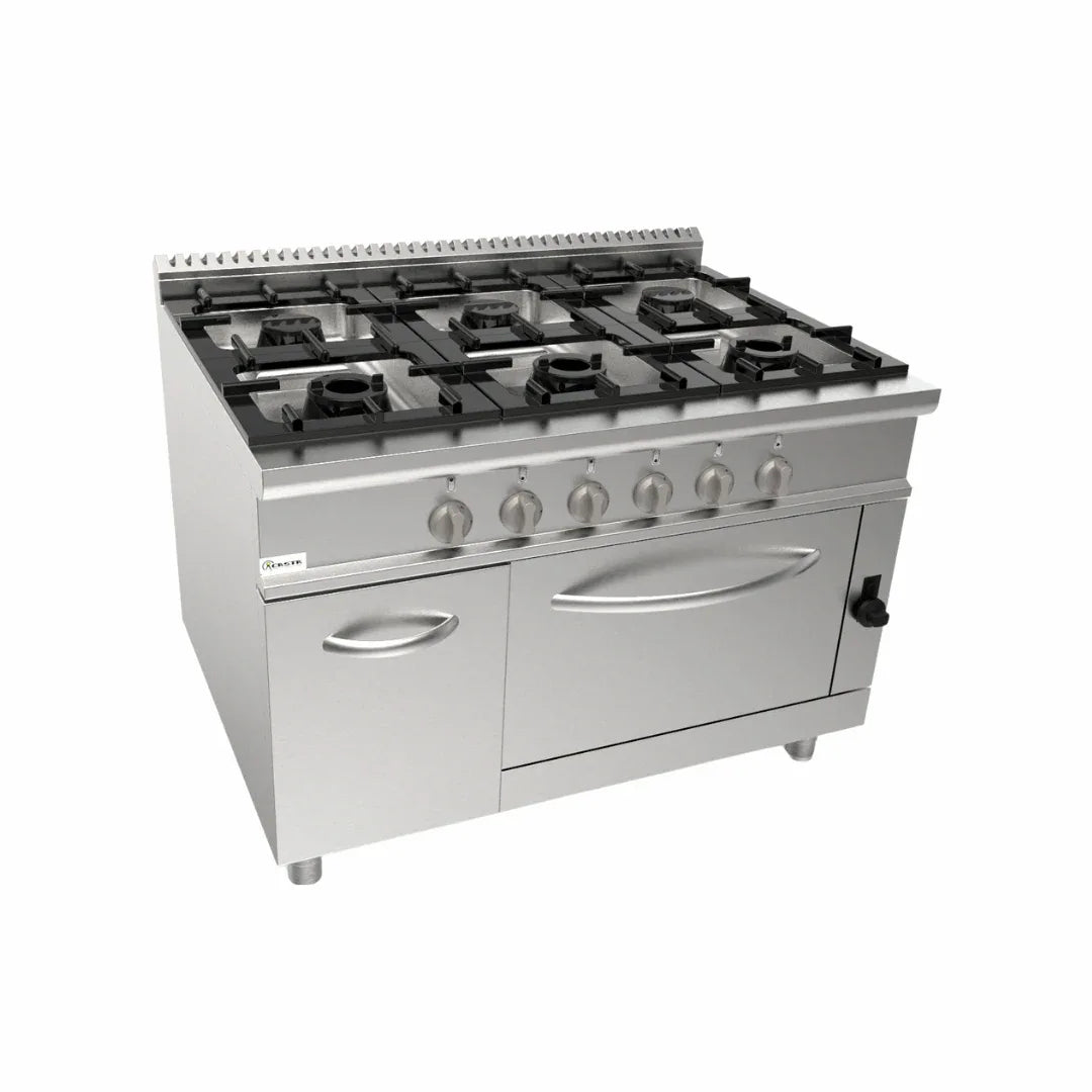 Cuisinière gaz sur four gaz 6 feux 53kW - CASTA - Fourneau sur four