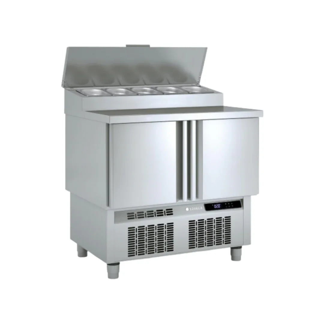Meuble saladette plan en inox GN 1/1 réfrigérée positive 0/+8°C gamme TOP CORECO MFEI70-100 vue 1 - Usine CHR