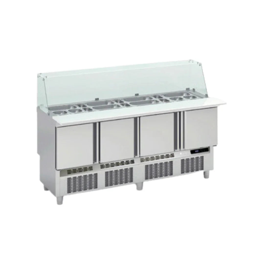 Meuble de préparation fast-food GN 1/1 réfrigérée positive 0/+8°C gamme TOP CORECO MFK-180 vue 1 - Usine CHR