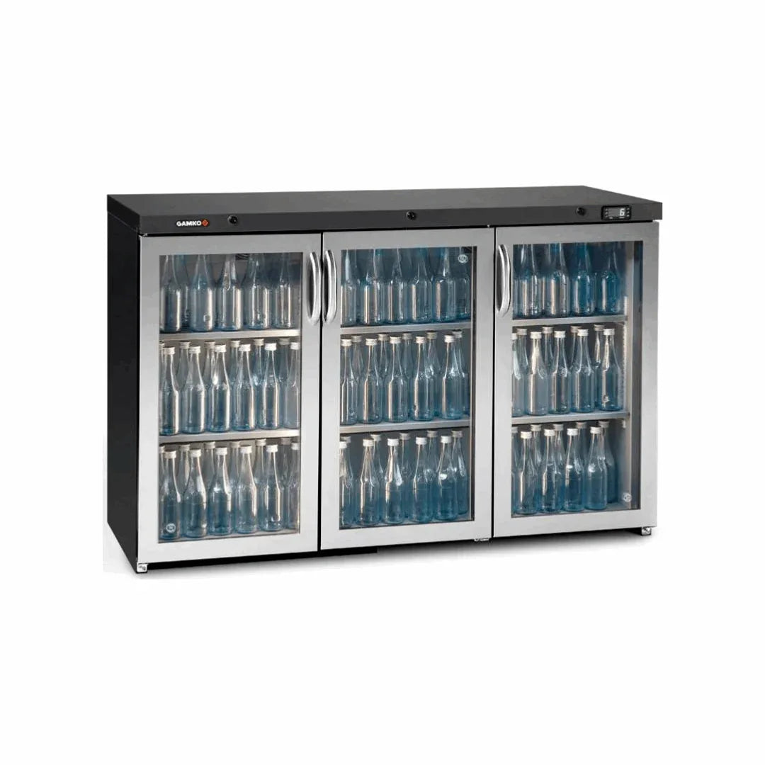 Arrière-bar 3 portes battantes vitrées finition inox - GAMKO - Arrière-bar réfrigéré