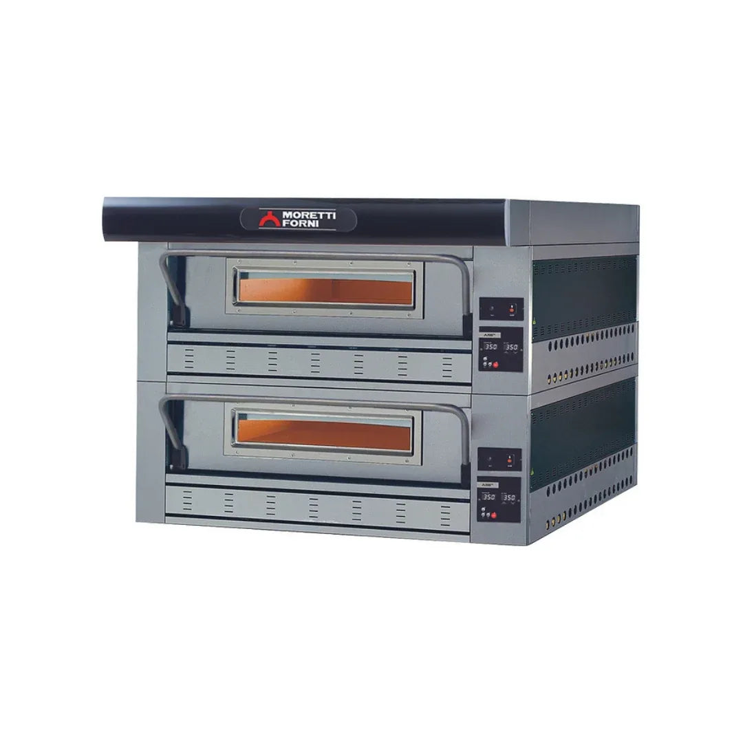 Four à pizza SERIE P Gaz 2 chambres sans support - 2 x 9 pizzas MORETTI P110G B2 vue 1 - Usine CHR