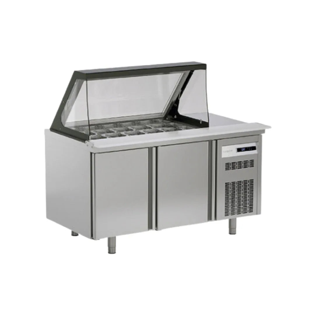 Meuble salade-bar avec vitre frontale rabattable réfrigérée positive 0/+8°C gamme TOP CORECO vue 1 - Usine CHR