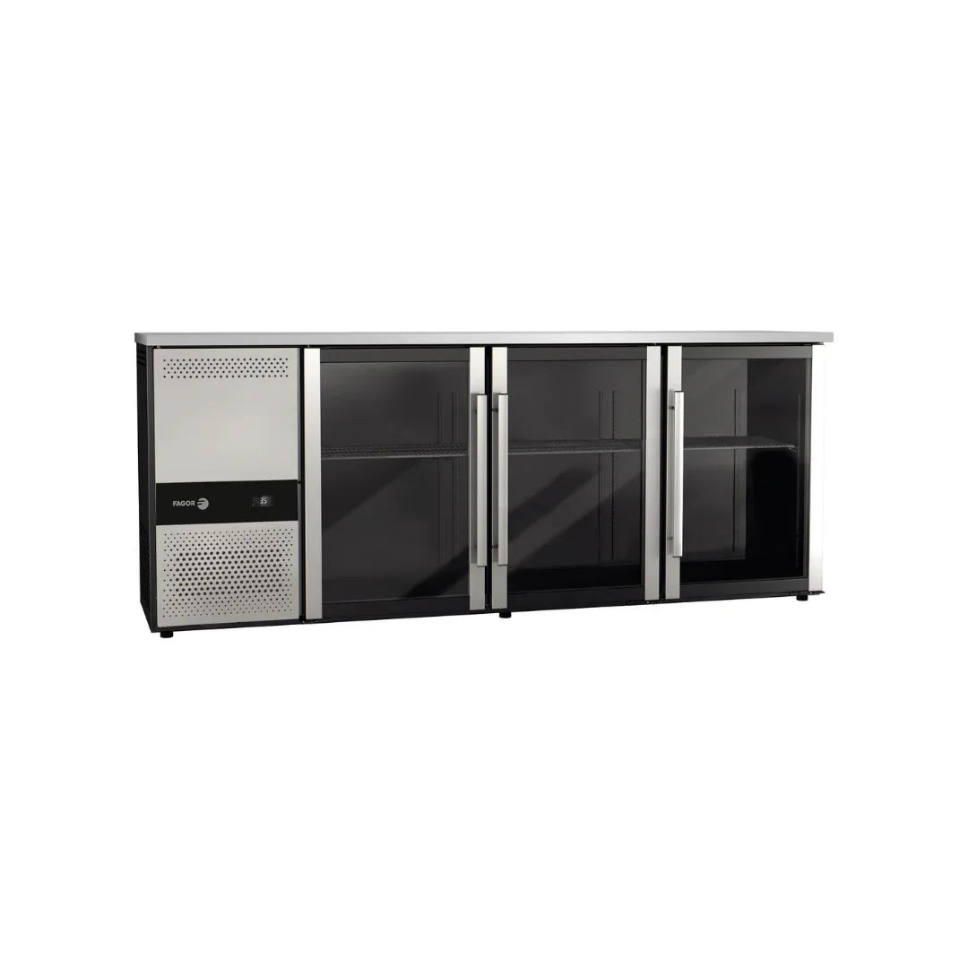 Arrière bar réfrigérée noir 3 portes vitrées - 1989x512x850mm - 413 litres - FAGOR - Arrière-bar réfrigéré