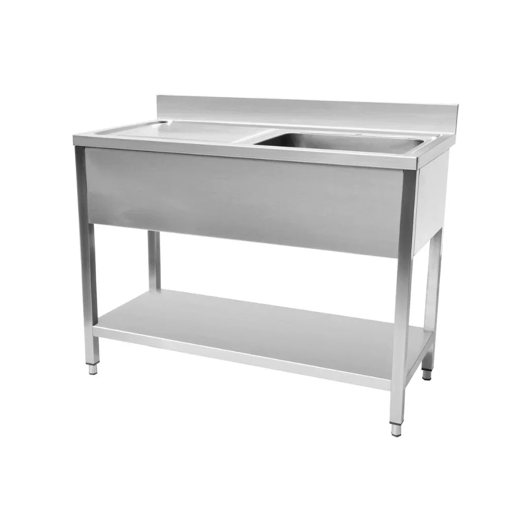 Plonge en inox 1 bac 400x400x250mm + égouttoir gauche 1000x600x850mm - ARKA