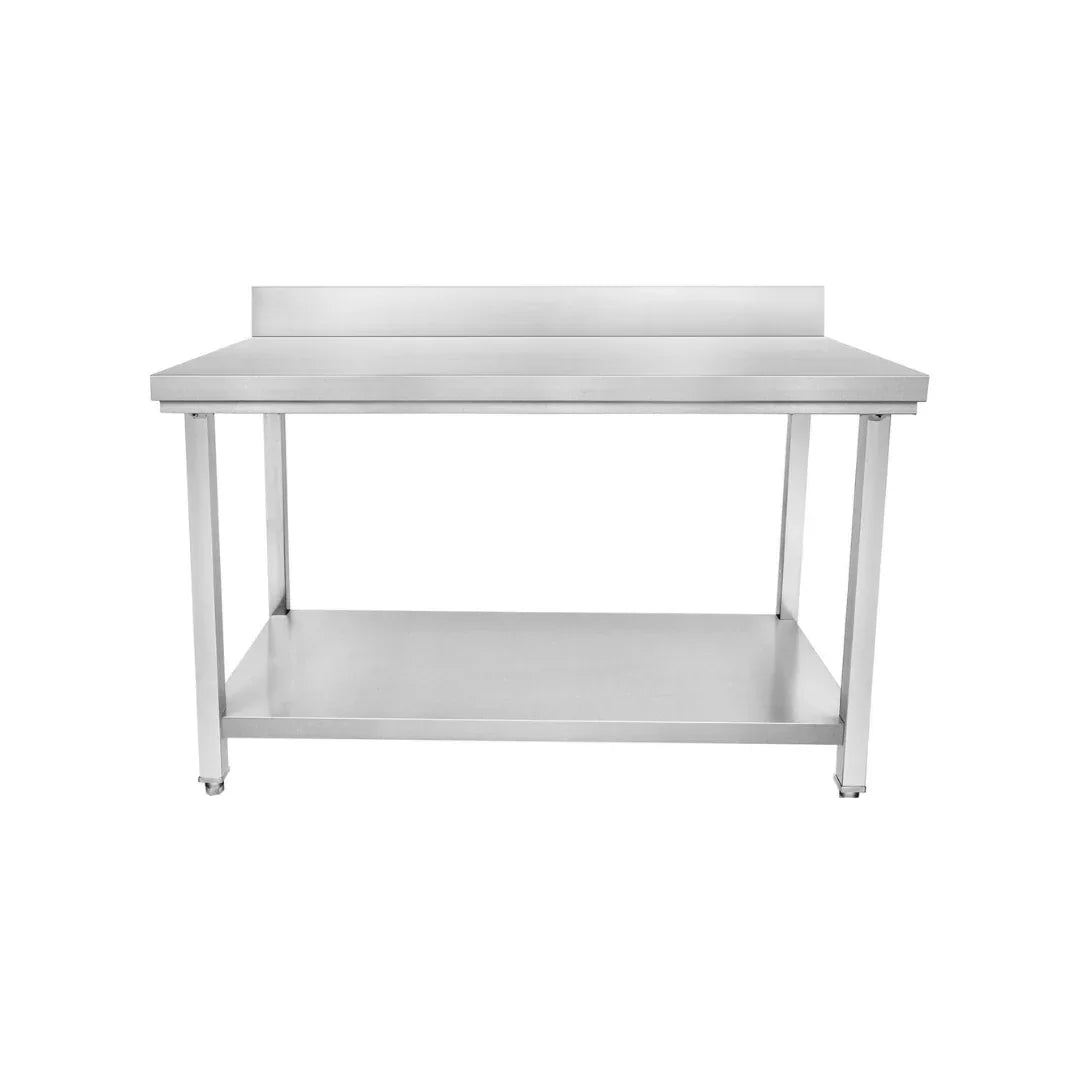Table en inox avec dosseret + étagère basse 1500x700x850mm - ARKA