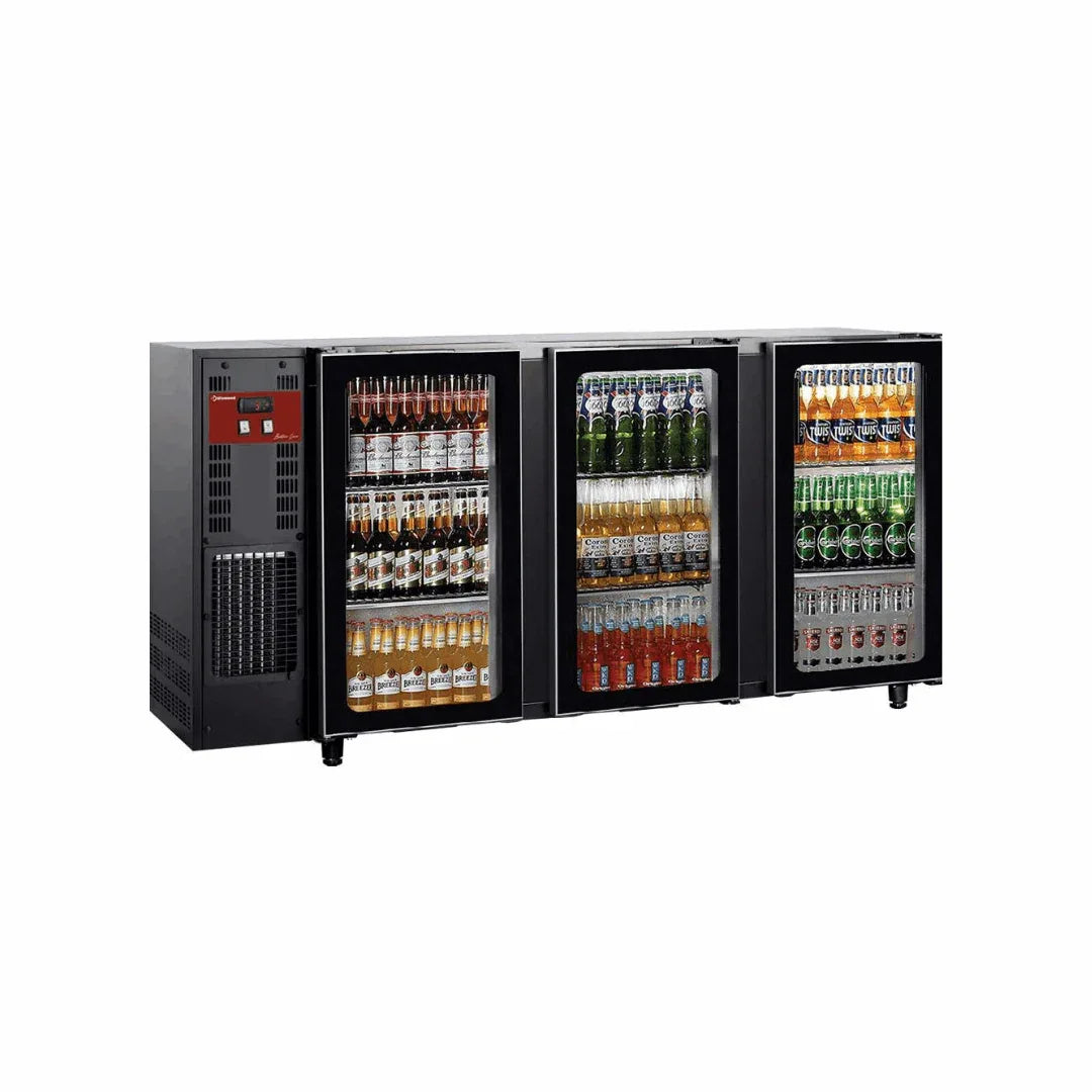 Arrière bar noir 3 portes vitrées - 2065x565x890mm - DIAMOND - Arrière-bar réfrigéré