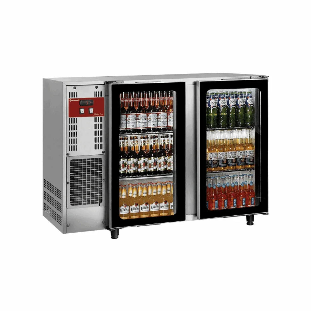 Arrière bar inox 2 portes vitrées - 1455x565x890mm - DIAMOND - Arrière-bar réfrigéré