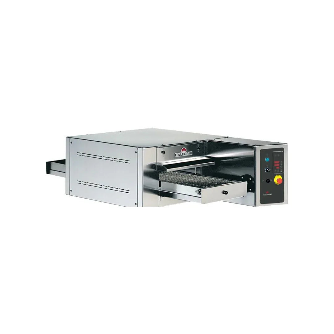 Four à tunnel convoyeur - 126 pizzas/h - Tapis : 63cm - 2110x1220x410mm ITALFORNI TCB vue 1 - Usine CHR