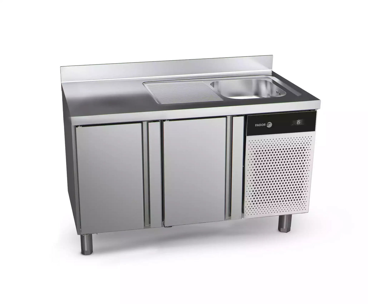 Table réfrigérée positive avec évier FAGOR 2 portes - gamme 700 - 274L CCP-2G/S vue 1 - Usine CHR