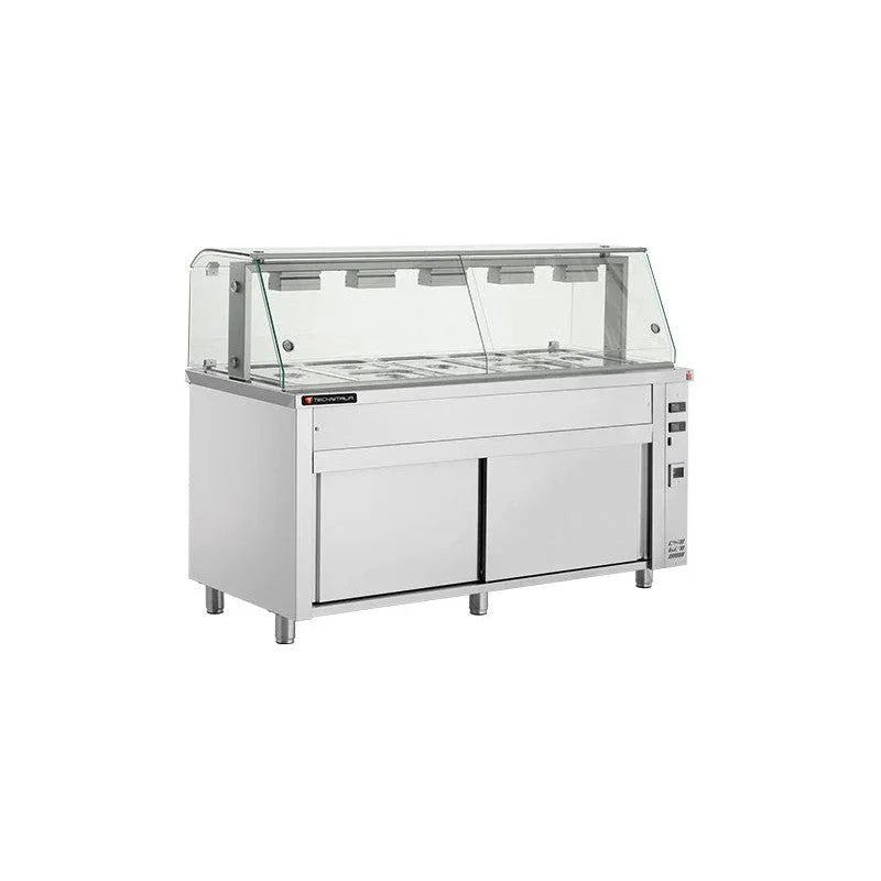 Vitrine bains-marie sur placard neutre - 5x GN 1/1 + lampe chauffante ARKA VBM5 vue 1 - Usine CHR