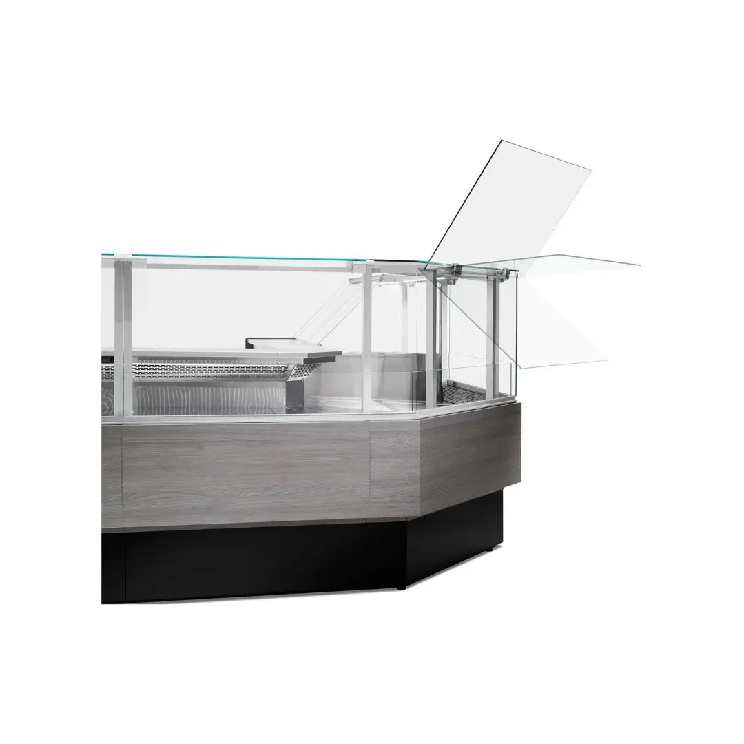 Vitrine réfrigérée ventilée sans réserve 2000x1090x1280mm +2/+8°C - PORTHOS - ARKA - Vitrine de présentation, Vitrine boucher