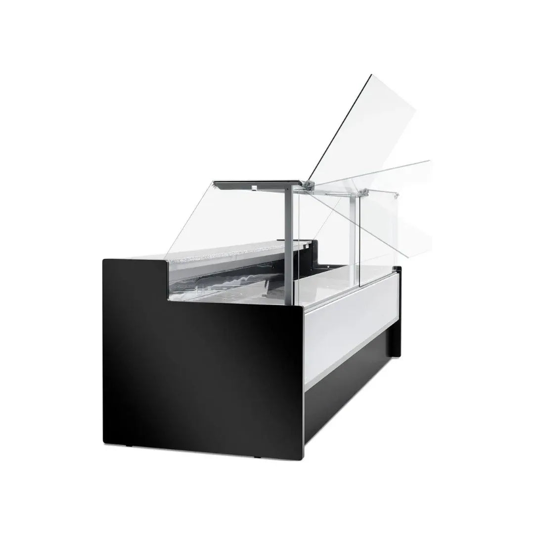 Vitrine réfrigérée statique avec réserve 4000x980x1270mm +2/+8°C - MESETAS - ARKA - Vitrine de présentation, Vitrine boucheri