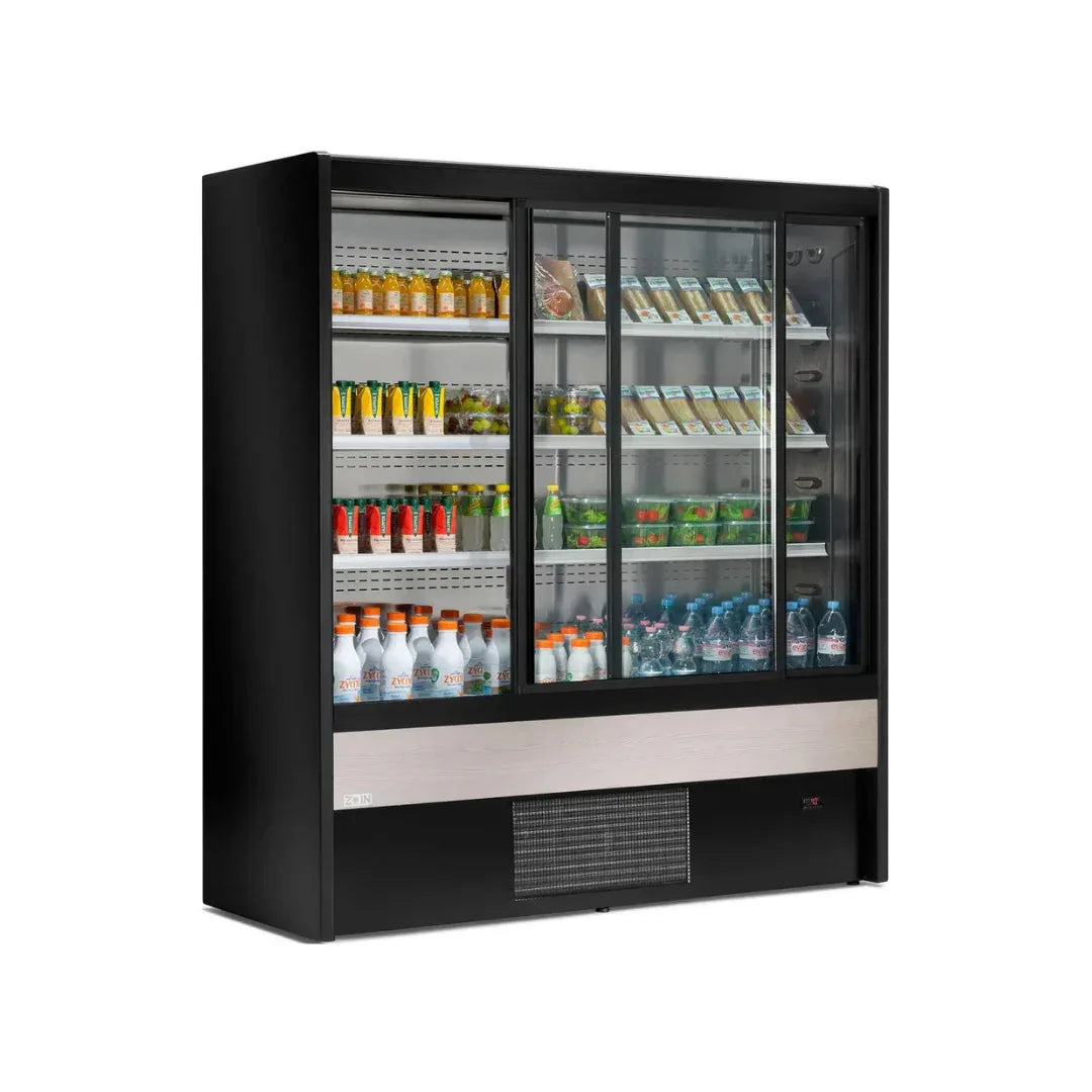 Vitrine murale réfrigérée portes coulissantes 4 niveaux 1500x710x2000mm +2/+8°C - CERVINO - ARKA - Vitrine réfrigérée murale