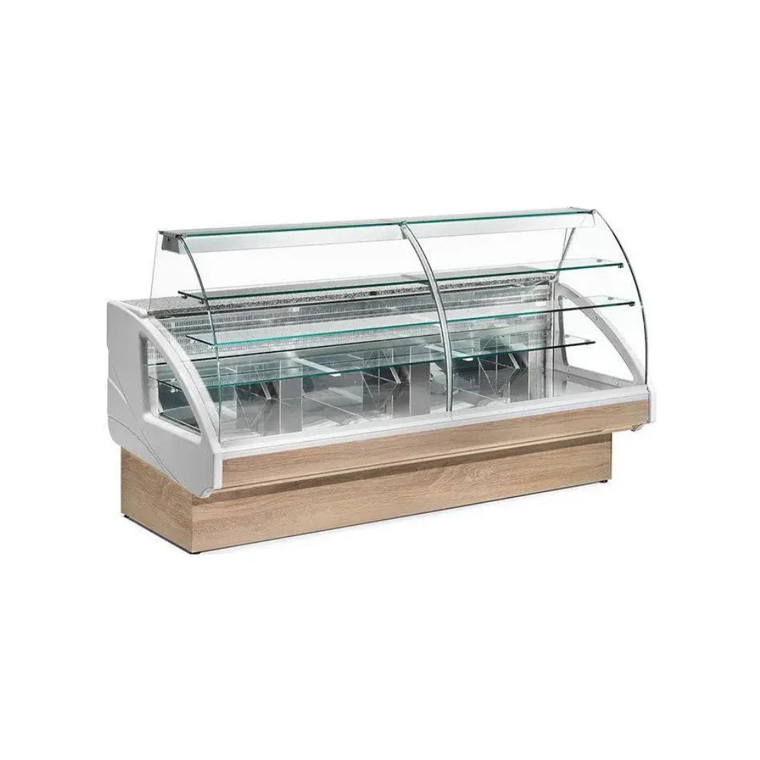 Vitrine réfrigérée statique avec tiroir coulissant vitre bombée 2200x960x1300mm +2/+10°C - COLORADO - ARKA - Vitrine de prése