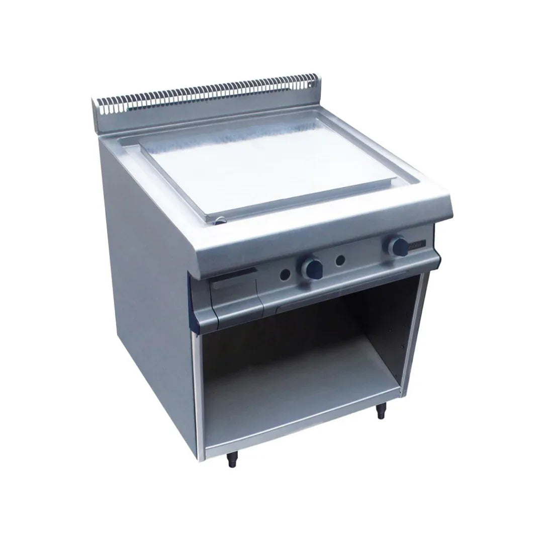 Plancha lisse inox gaz sur placard ouvert 10kW CAPIC W381525 vue 1 - Usine CHR