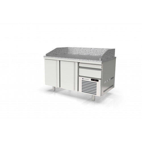 Meuble à pizza 800 réfrigérée positive 0/+8°C gamme TOP - 2 portes + tiroirs