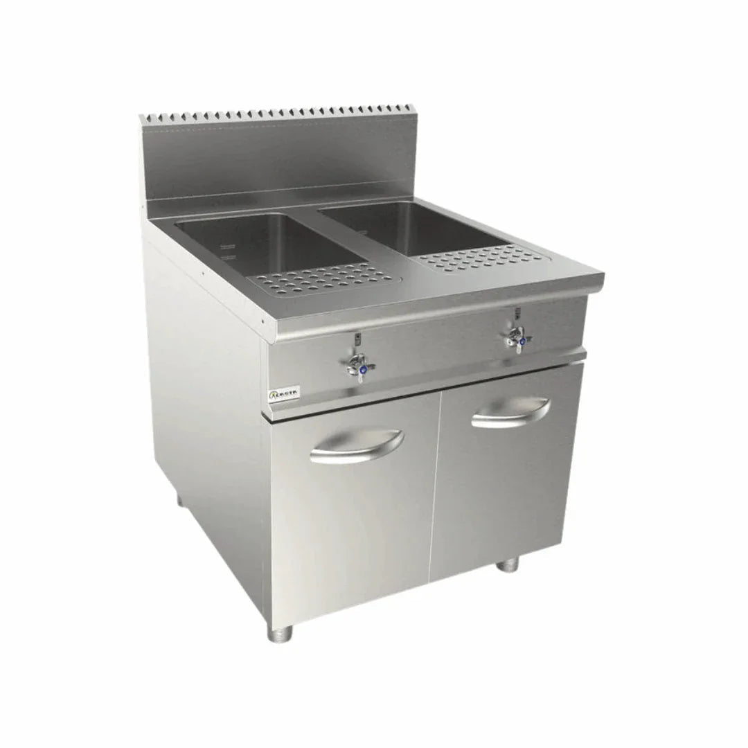 Cuiseur à pâtes professionnel à gaz 2 bacs 80 litres pour restaurant et pizzeria