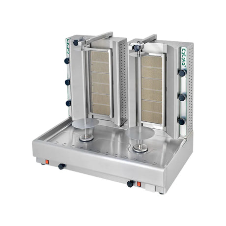 Machine à kebab gaz double 6 zones 940x640x830mm 21kW - VISVARDIS - Machine à kebab gaz