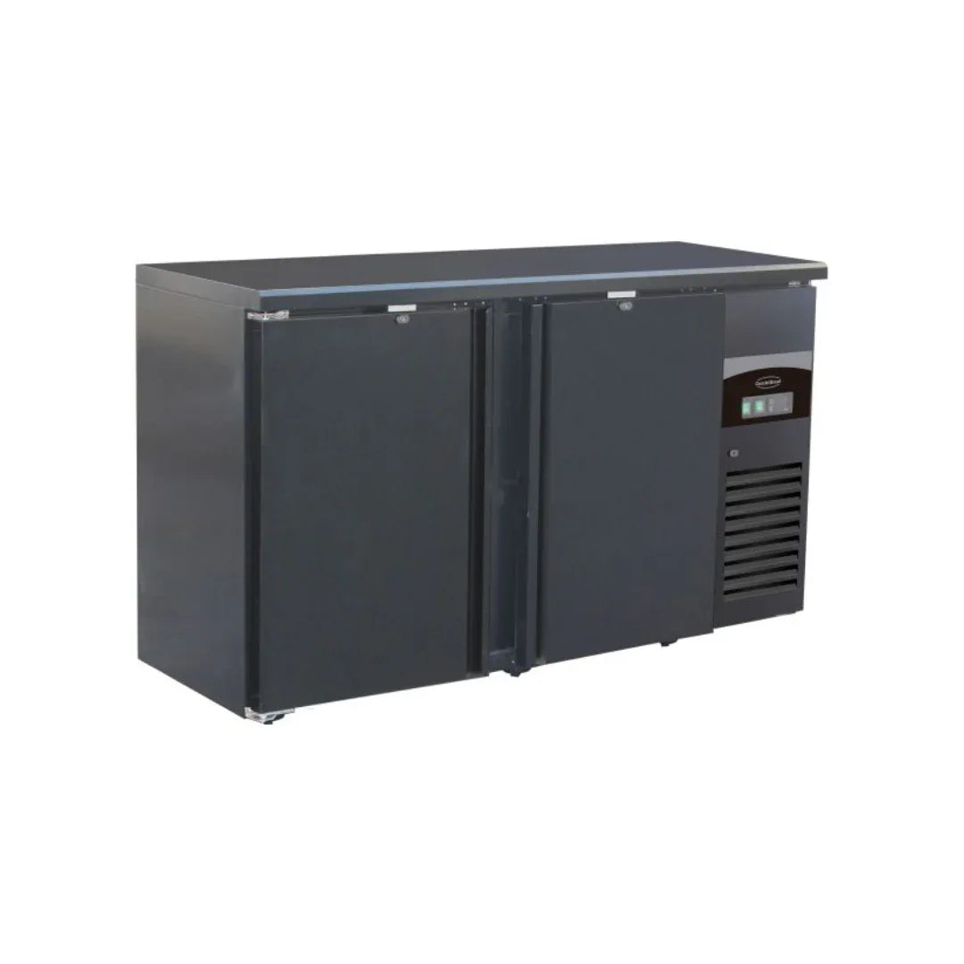 Arrière bar noir réfrigérée 2 portes pleines +2/+8°C - 1462x535x860mm - 350 litres - ARKA - Arrière-bar réfrigéré