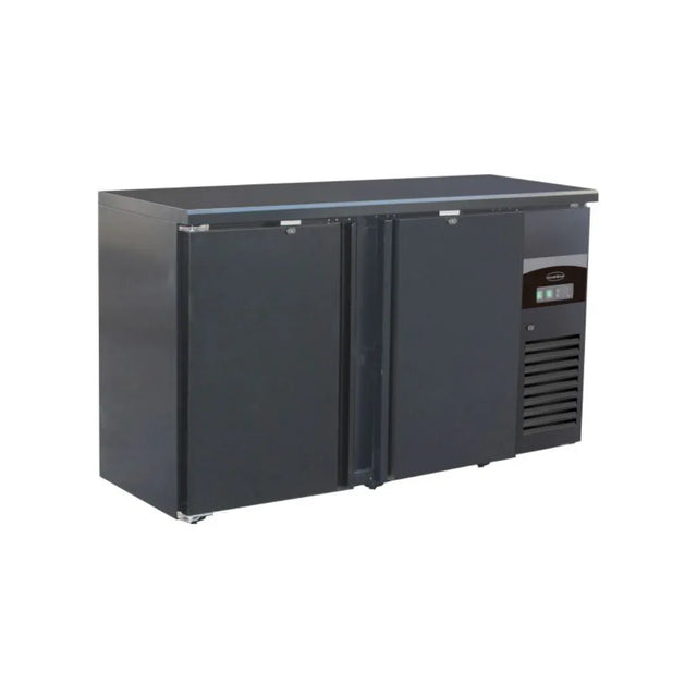 Arrière bar noir réfrigérée 2 portes pleines +2/+8°C - 1462x535x860mm - 350 litres - ARKA - Arrière-bar réfrigéré