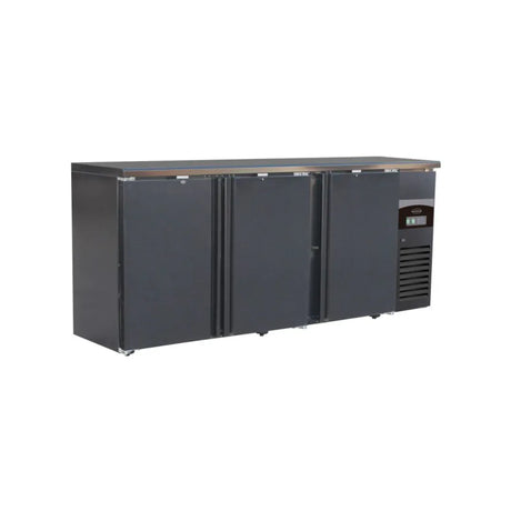Arrière bar noir réfrigérée 3 portes pleines +2/+8°C - 2002x535x860mm - 537 litres - ARKA - Arrière-bar réfrigéré